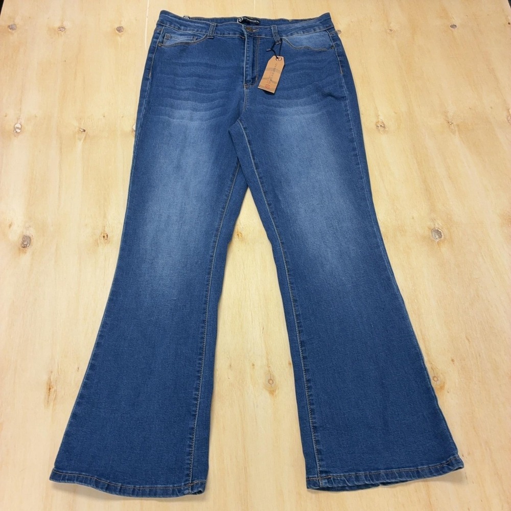 Our Republic For All Flare Jeans Womens 14 Medium Blue Relaxed Stretch Denim